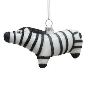 St. Nicholas Square Glass Zebra Christmas Ornament NWT